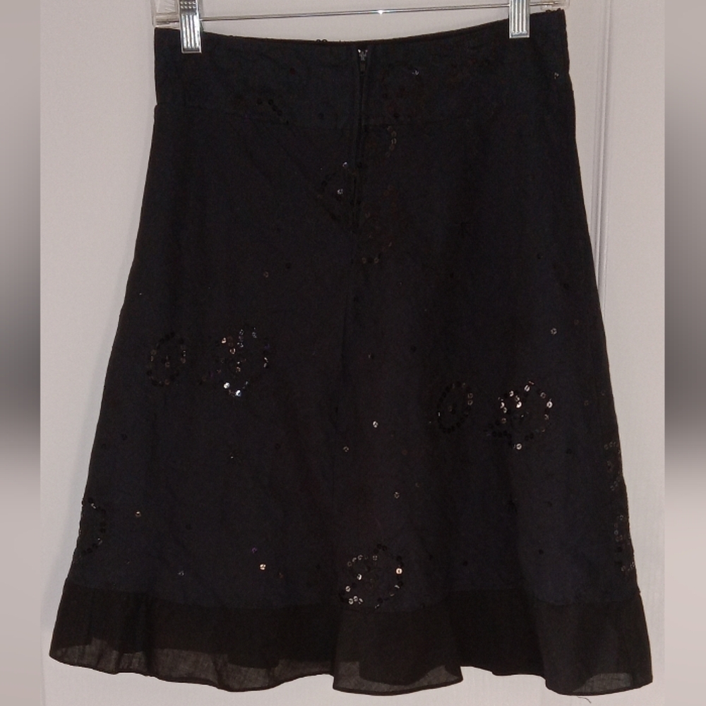 a'gaci Black Sequin A-Line Skirt
